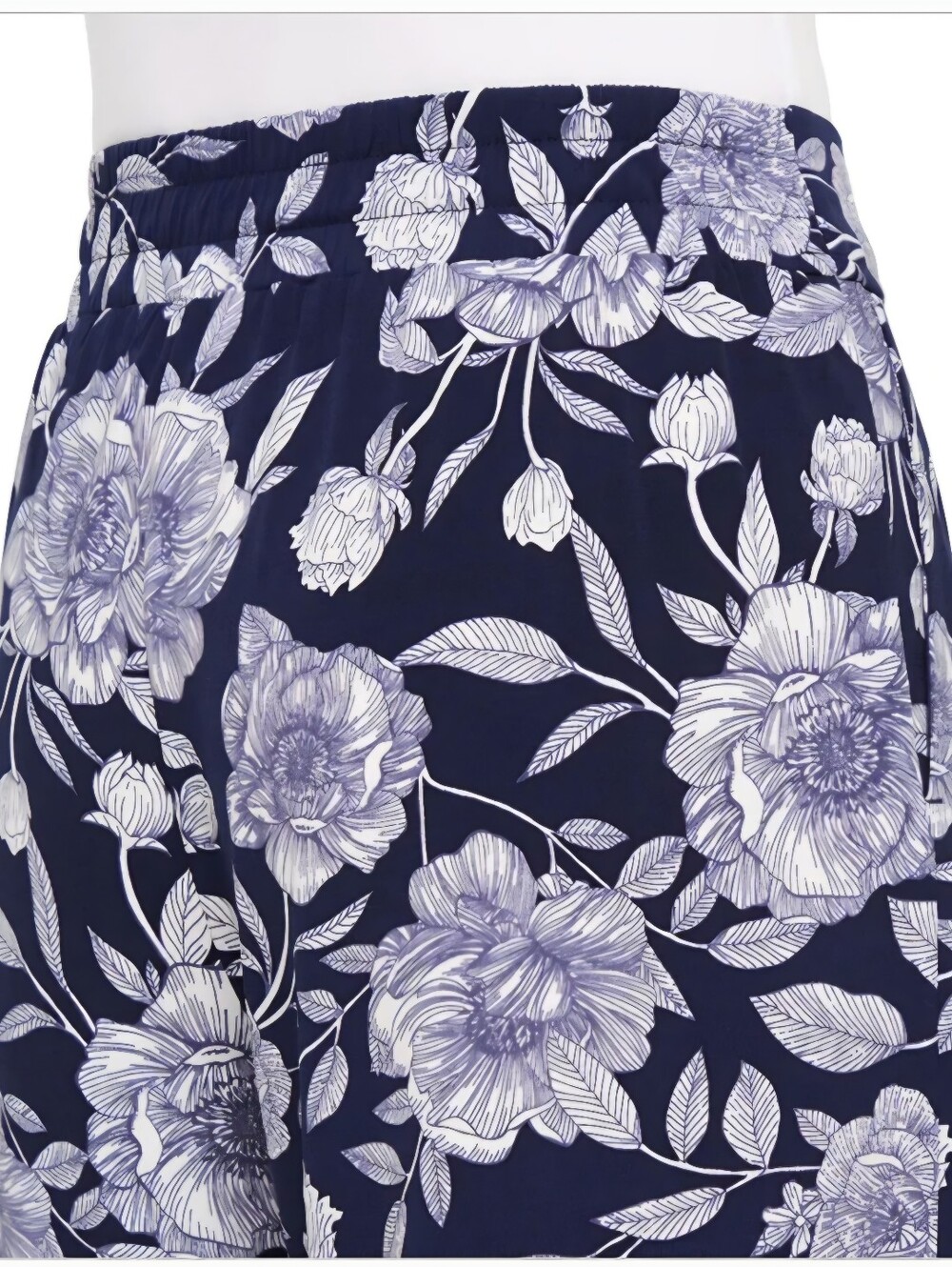 Three Dots Floral Wide-Leg Pull-On Pants, Navy/White Size XL, NWT - Picture 5 of 5